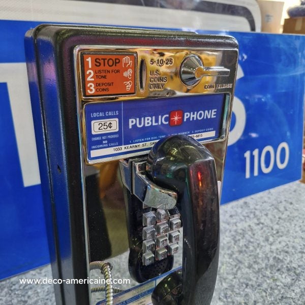 téléphone payphone américain de rue avec monnayeur et stickers 14