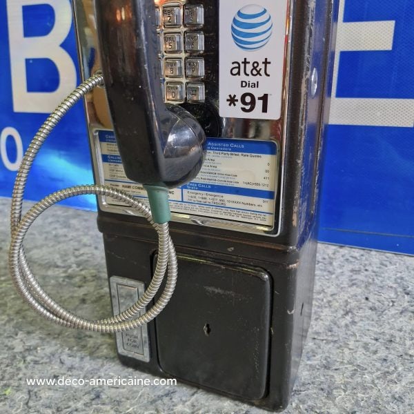 téléphone payphone américain de rue avec monnayeur et stickers 14