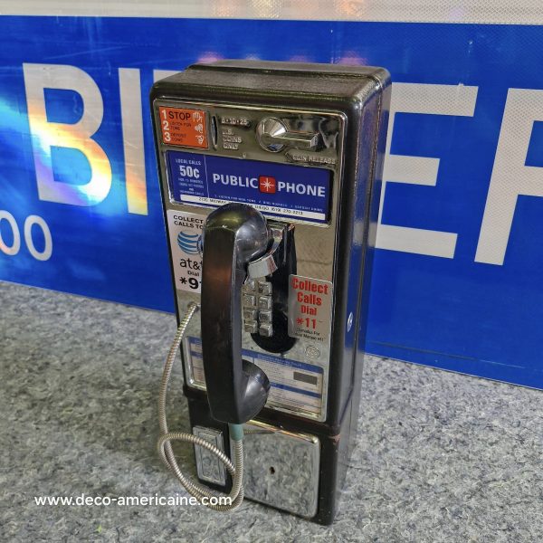 téléphone payphone américain de rue avec monnayeur et stickers (copie)