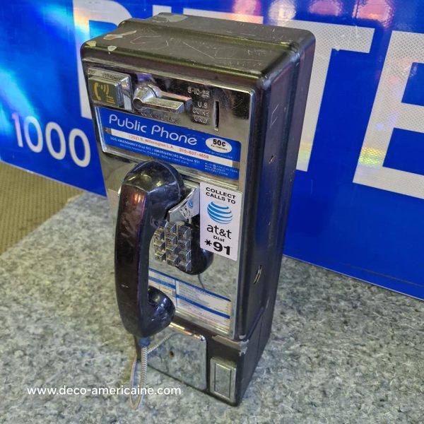 téléphone payphone américain de rue avec monnayeur et stickers (copie)