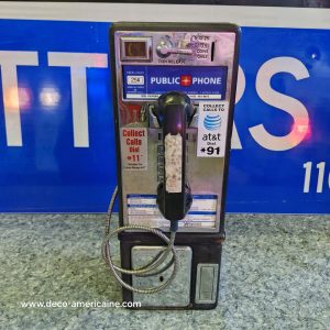 téléphone payphone américain de rue avec monnayeur et stickers (copie)
