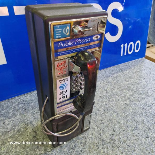 téléphone payphone américain de rue avec monnayeur et stickers 5