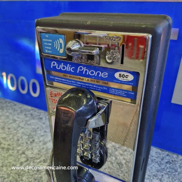 téléphone payphone américain de rue avec monnayeur et stickers 5