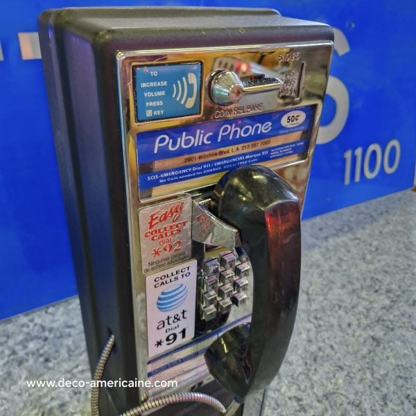 téléphone payphone américain de rue avec monnayeur et stickers 5