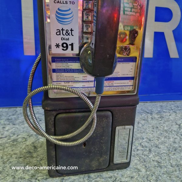 téléphone payphone américain de rue avec monnayeur et stickers 5