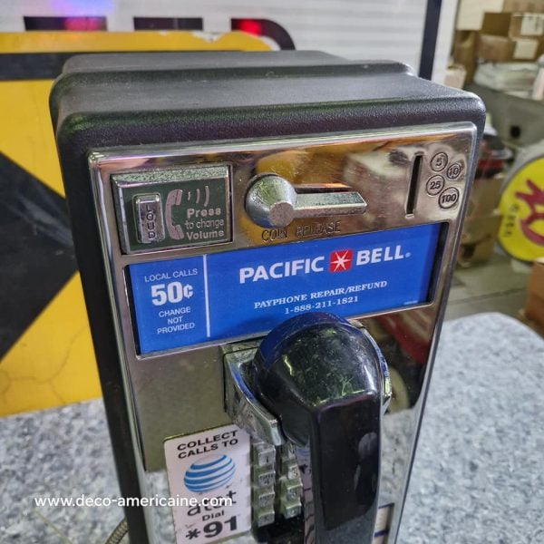 téléphone payphone américain de rue avec monnayeur et stickers 6