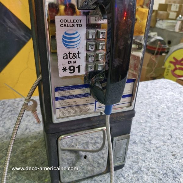 téléphone payphone américain de rue avec monnayeur et stickers 6