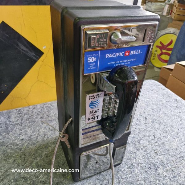 téléphone payphone américain de rue avec monnayeur et stickers 6