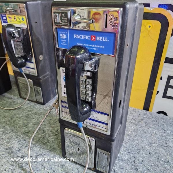 téléphone payphone américain de rue avec monnayeur et stickers 6