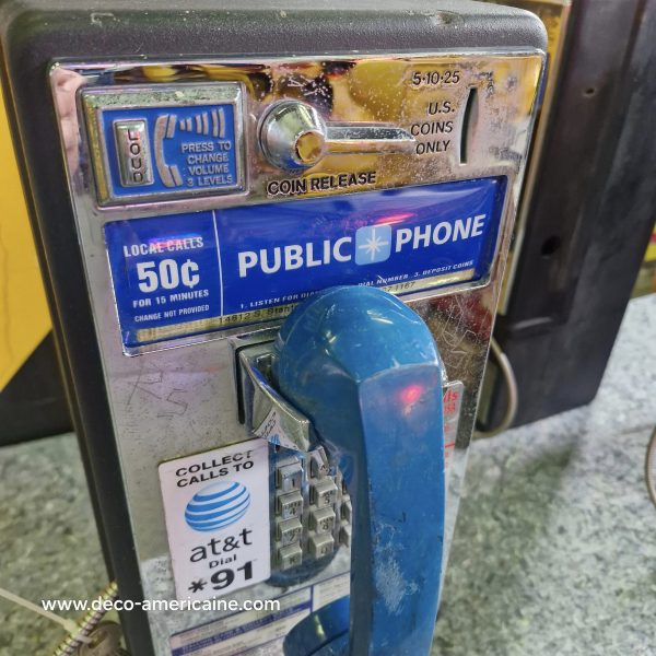 téléphone payphone américain de rue avec monnayeur et stickers 8