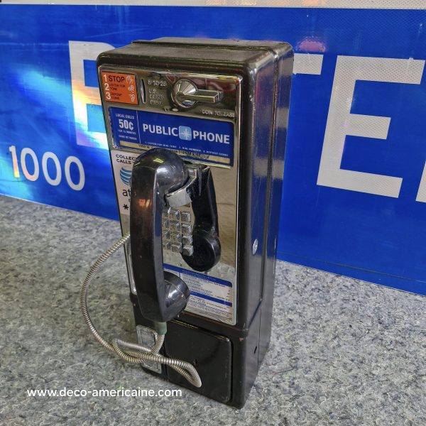 téléphone payphone américain de rue avec monnayeur et stickers (copie)