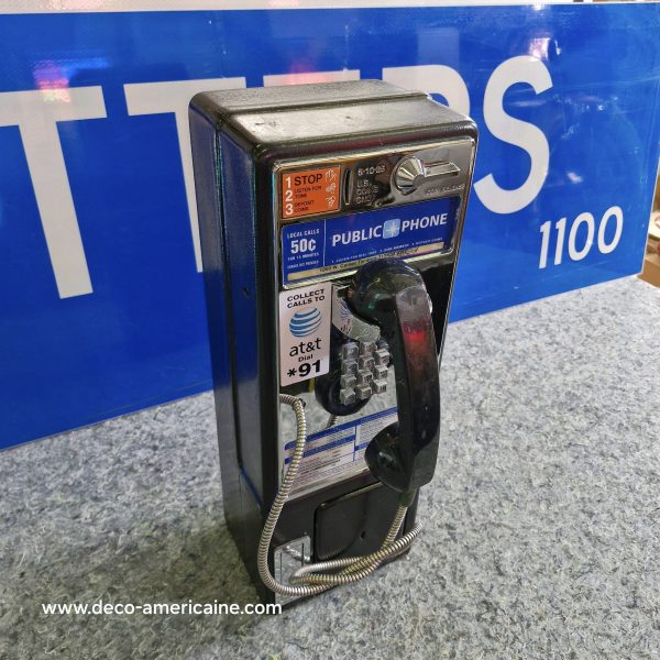 téléphone payphone américain de rue avec monnayeur et stickers (copie)