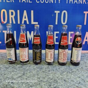 pack 6 bouteilles en verre de coca cola à thématique football americain vintage