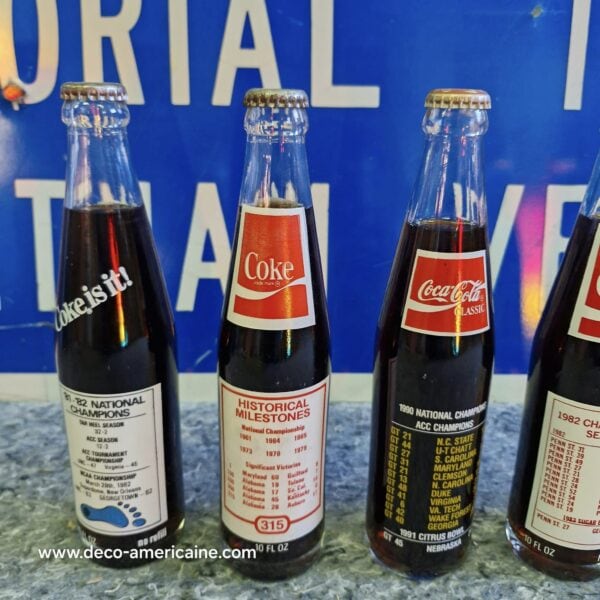 pack 6 bouteilles en verre de coca cola à thématique football americain vintage