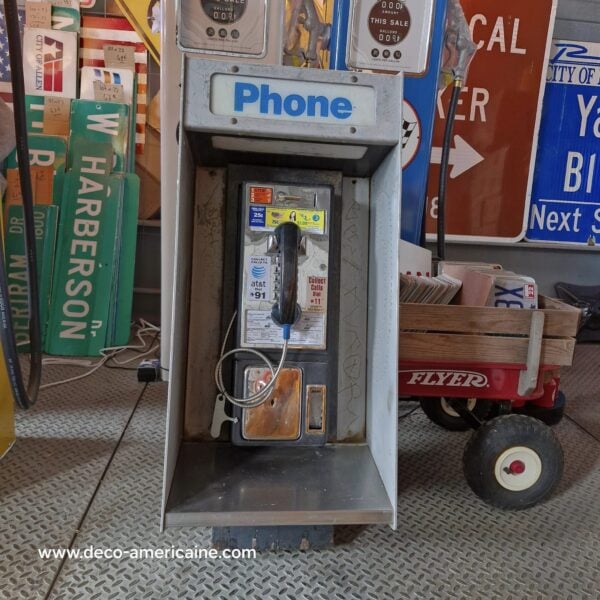 cabine murale avec payphone vintage de rue américain authentique silver "street condition" | pacific bell