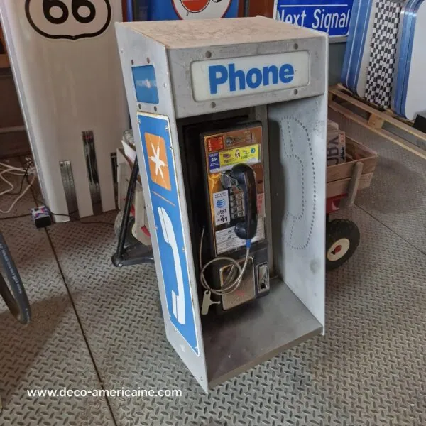 cabine murale avec payphone vintage de rue américain authentique silver "street condition" | pacific bell