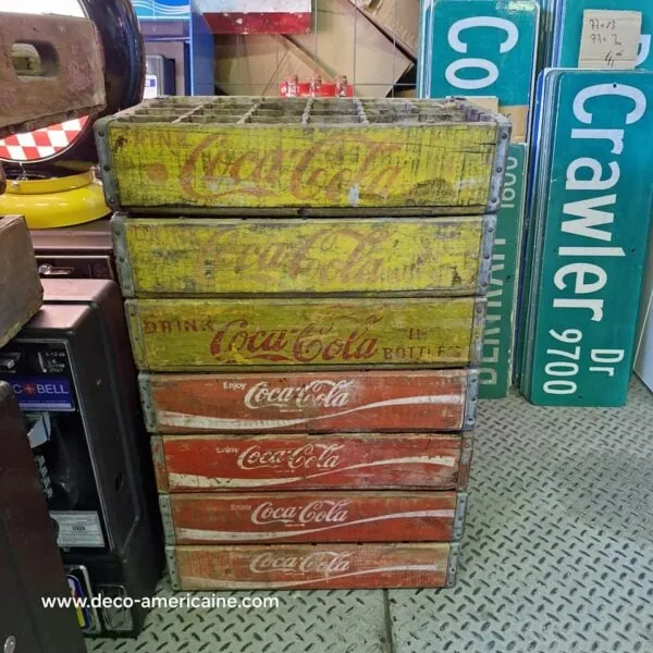 caisse en bois de transport de bouteilles de soda coca cola usa