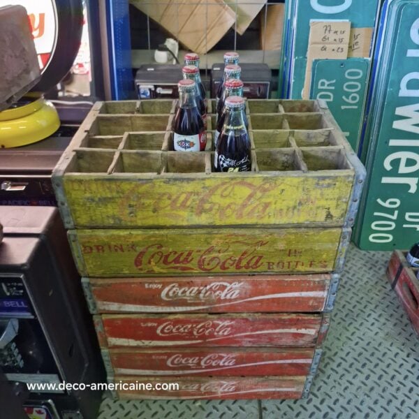 caisse en bois de transport de bouteilles de soda coca cola usa