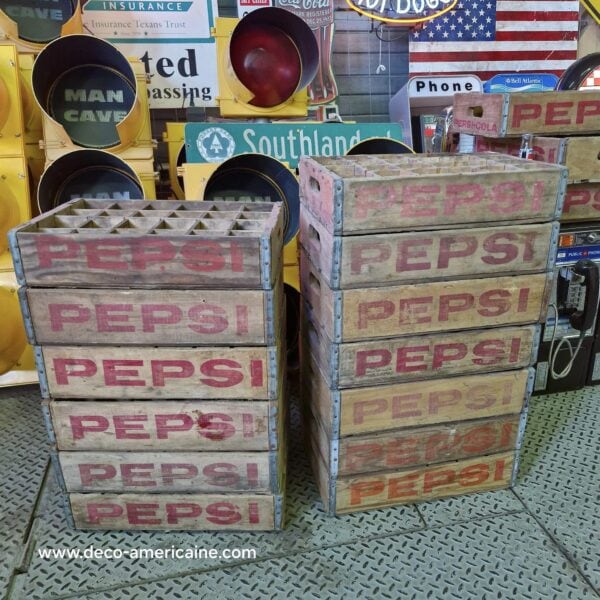caisse en bois de transport de bouteilles de soda pepsi usa