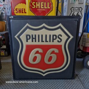 enseigne authentique de station service phillips 66 80cm x 85cm eclairage à leds inclus rare find (copie)