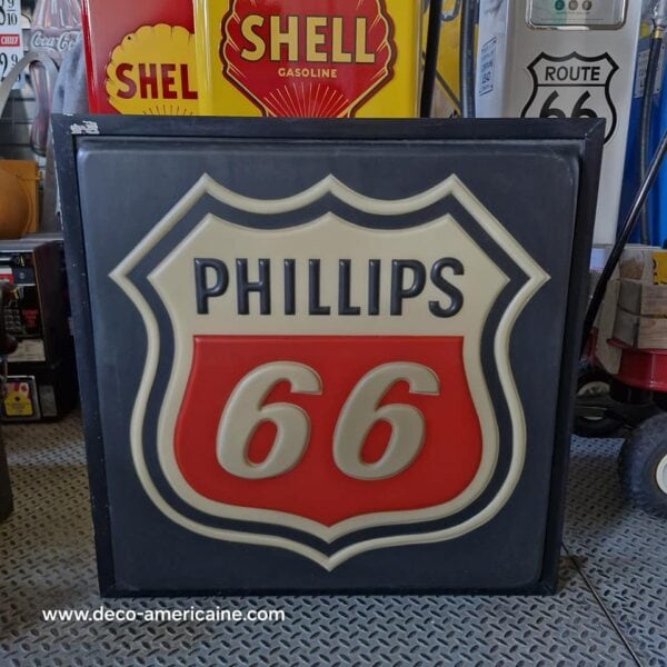enseigne authentique de station service phillips 66 80cm x 85cm eclairage à leds inclus rare find (copie)