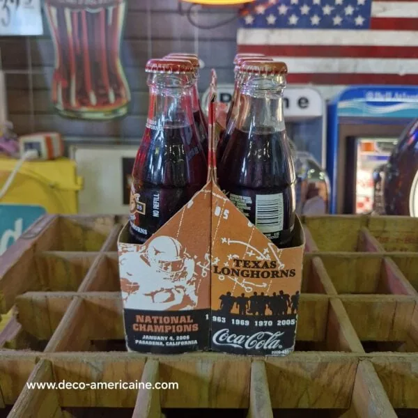 pack 6 bouteilles en verre de coca cola "celebration baseball champions 2002 texas longhorn"