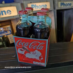 pack 4 bouteilles en verre de coca cola "celebration 125 ans de la marque" avec la bouteille format d'origine