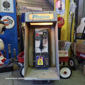 cabine murale avec payphone vintage de rue américain authentique silver "street condition" | pacific bell