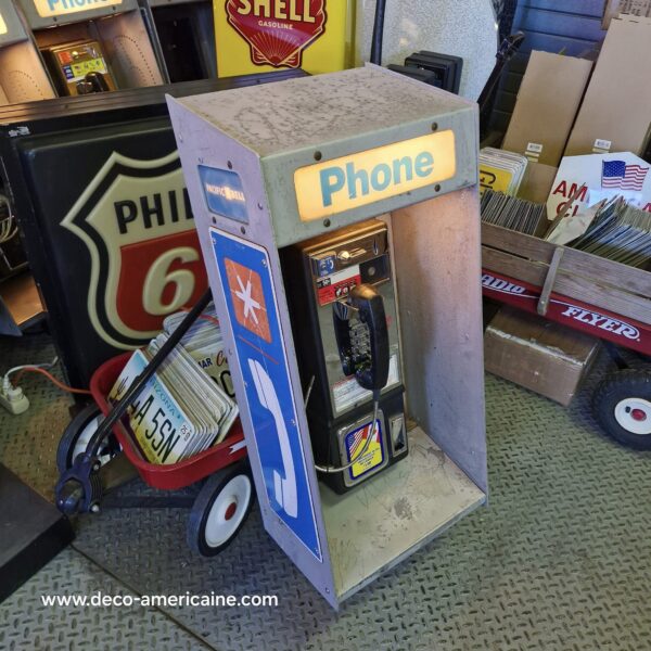 cabine murale avec payphone vintage de rue américain authentique silver "street condition" | pacific bell