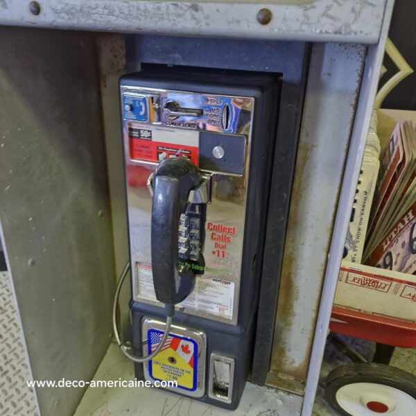 cabine murale avec payphone vintage de rue américain authentique silver "street condition" | pacific bell