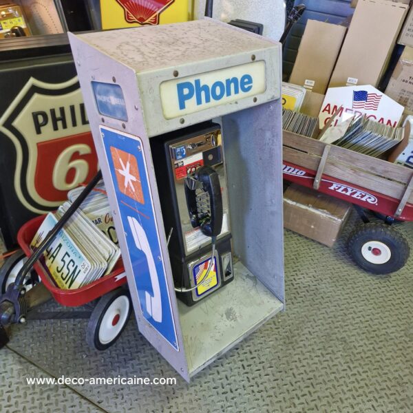 cabine murale avec payphone vintage de rue américain authentique silver "street condition" | pacific bell