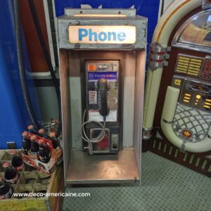cabine murale avec payphone vintage de rue américain authentique silver "street condition"
