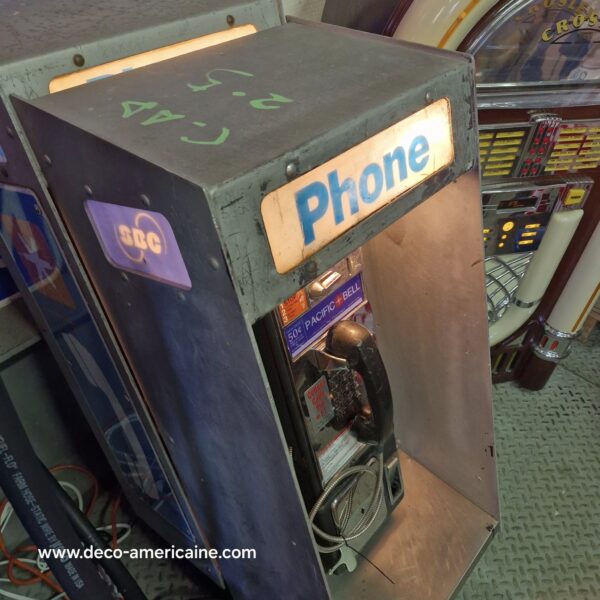 cabine murale avec payphone vintage de rue américain authentique silver "street condition"
