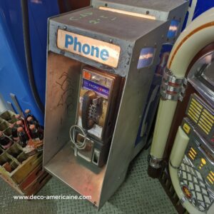cabine murale avec payphone vintage de rue américain authentique silver "street condition"