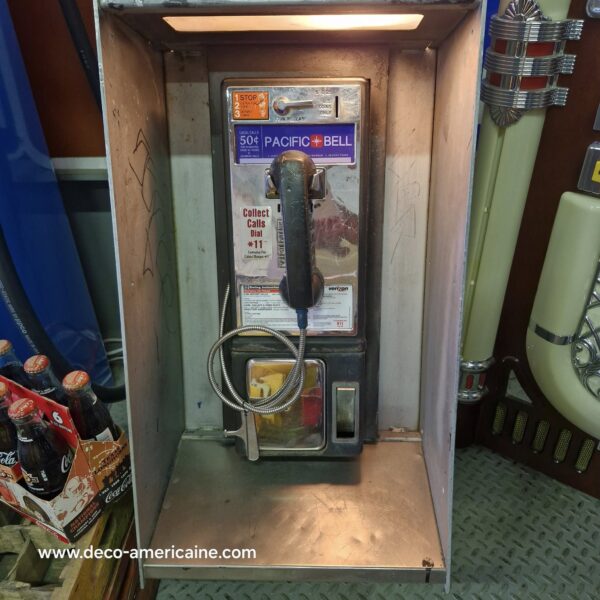 cabine murale avec payphone vintage de rue américain authentique silver "street condition"
