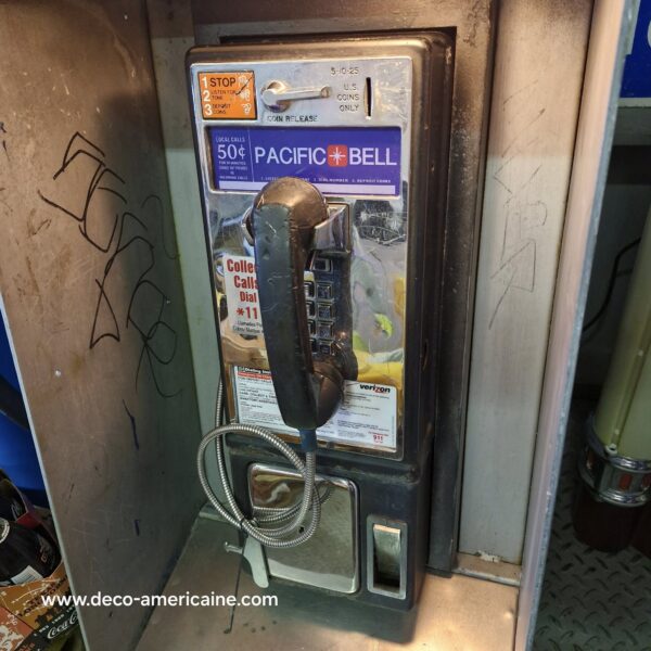 cabine murale avec payphone vintage de rue américain authentique silver "street condition"