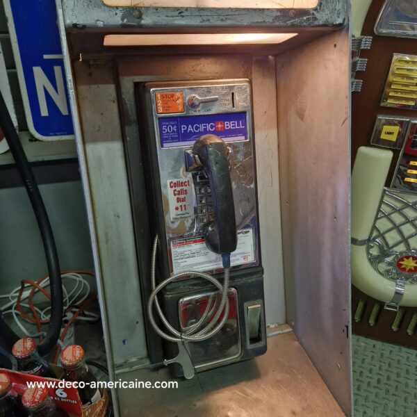 cabine murale avec payphone vintage de rue américain authentique silver "street condition"