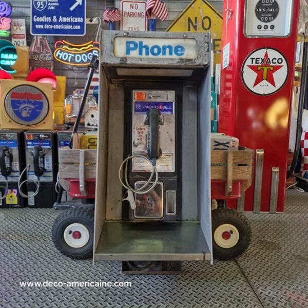 cabine murale avec payphone vintage de rue américain authentique silver "street condition" | pacific bell