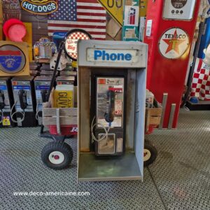 cabine murale avec payphone vintage de rue américain authentique silver "street condition"