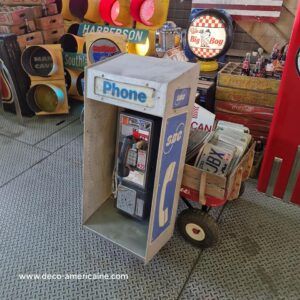 cabine murale avec payphone vintage de rue américain authentique silver "street condition"