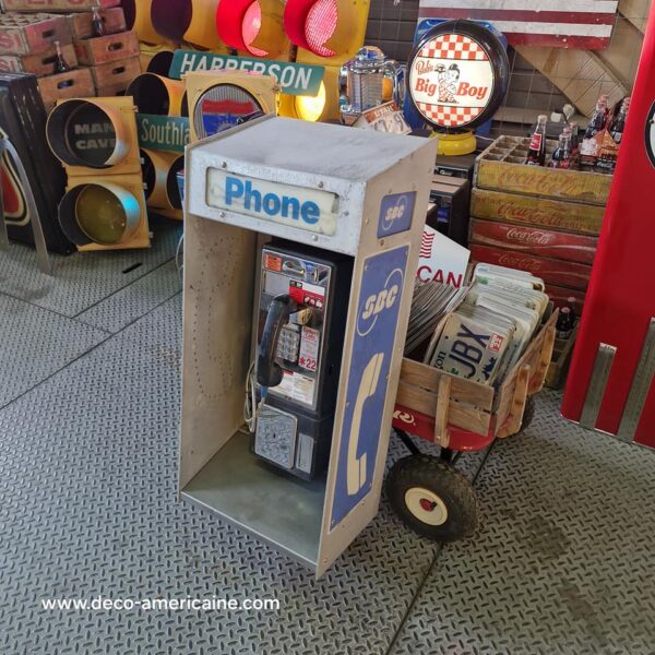 cabine murale avec payphone vintage de rue américain authentique silver "street condition"