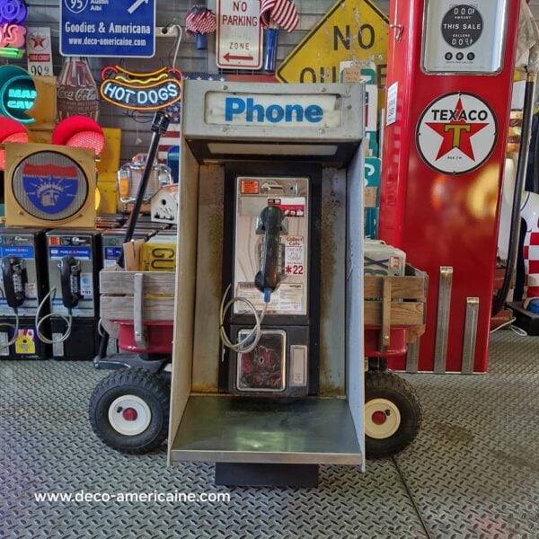 cabine murale avec payphone vintage de rue américain authentique silver "street condition"
