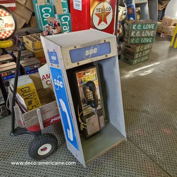 cabine murale avec payphone vintage de rue américain authentique silver "street condition"