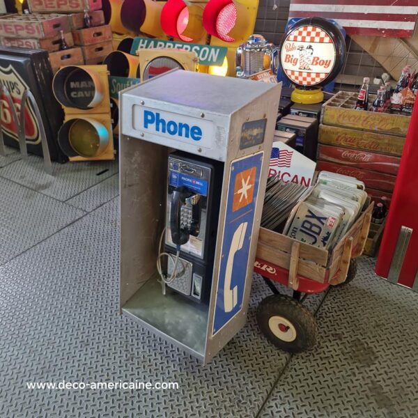 cabine murale avec payphone vintage de rue américain authentique silver "street condition"