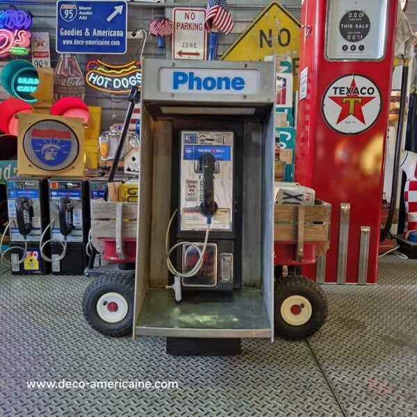 cabine murale avec payphone vintage de rue américain authentique silver "street condition"