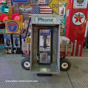 cabine murale avec payphone vintage de rue américain authentique silver "street condition"