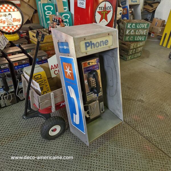 cabine murale avec payphone vintage de rue américain authentique silver "street condition"