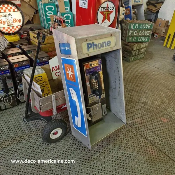 cabine murale avec payphone vintage de rue américain authentique silver "street condition"