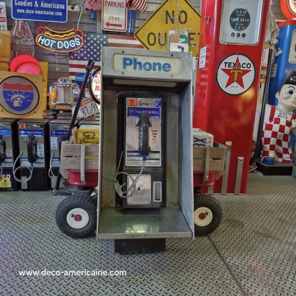 cabine murale avec payphone vintage de rue américain authentique silver "street condition"
