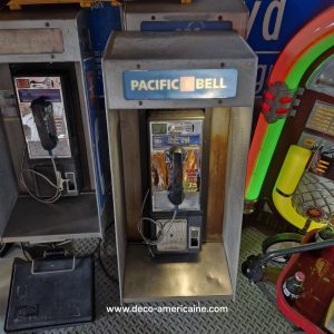 cabine murale avec payphone vintage de rue américain authentique silver "street condition" | pacific bell